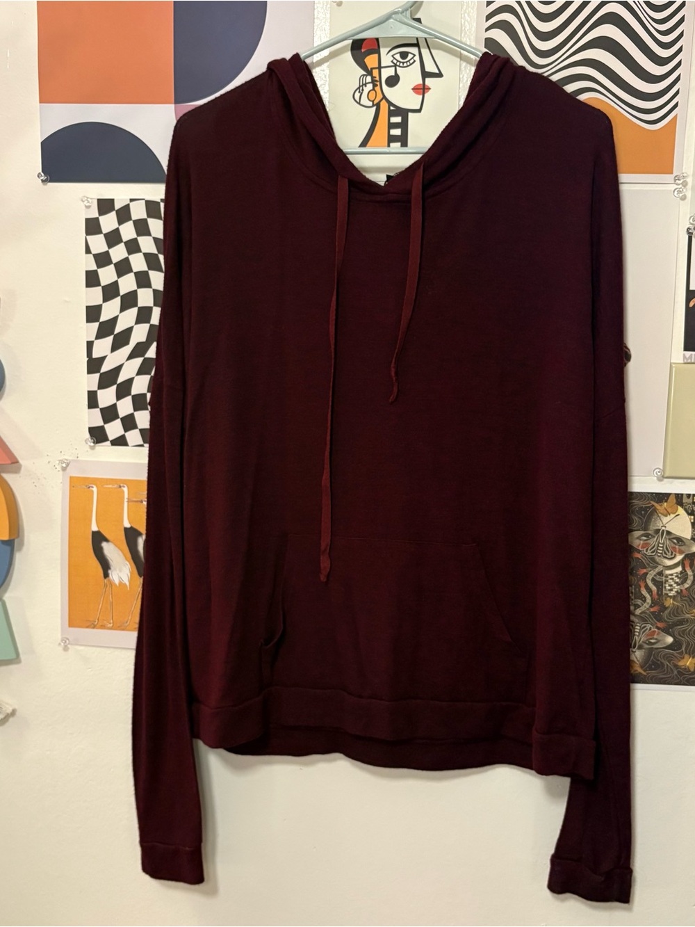 Brandy Melville Burgundy Oversized Hoodie One Size Y2K